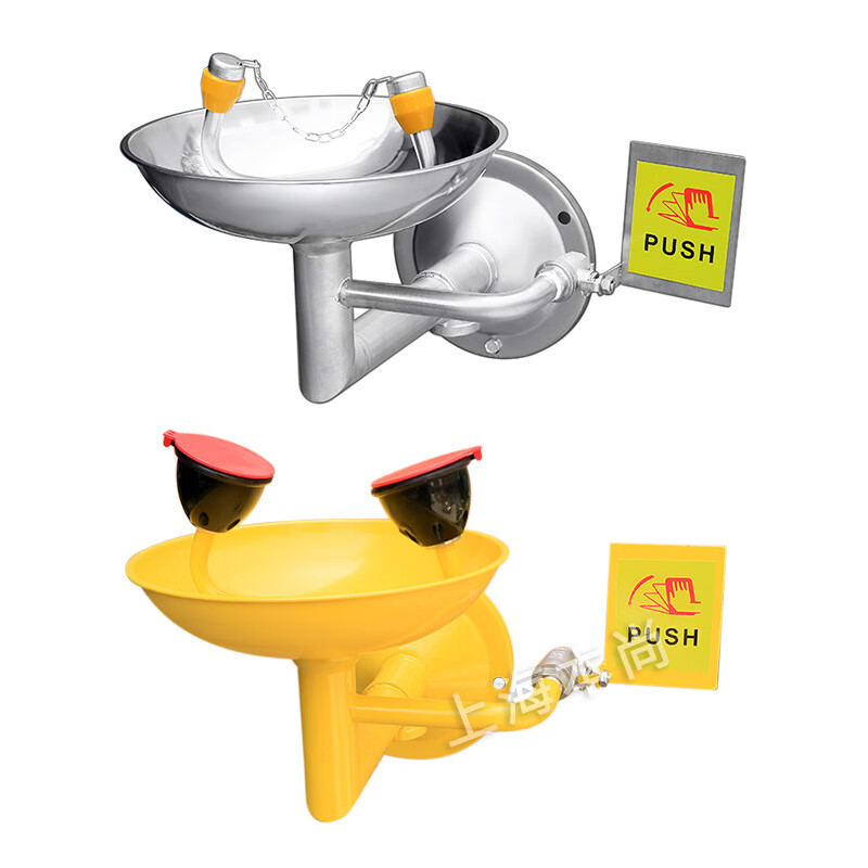 Customized industrial chemical laboratory school upgraded stainless steel wall-mounted ABS eyewash station Wall-mounted eyewash station upgraded ABS coating