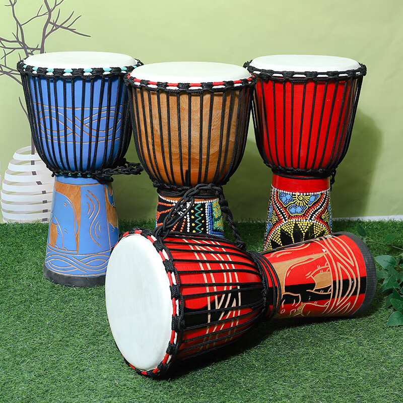 Xiaofugui African drum adult professional performance master drum teaching percussion instrument old goatskin Indonesian African tambourine standard 8-inch elephant (gift package)