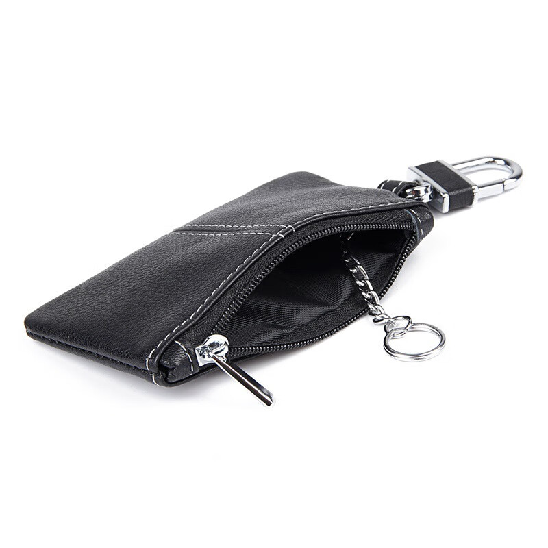 Kangaroo (KANGAROO) genuine leather coin purse for home use genuine leather car key cover first layer cowhide car key bag wholesale black (fine lines)