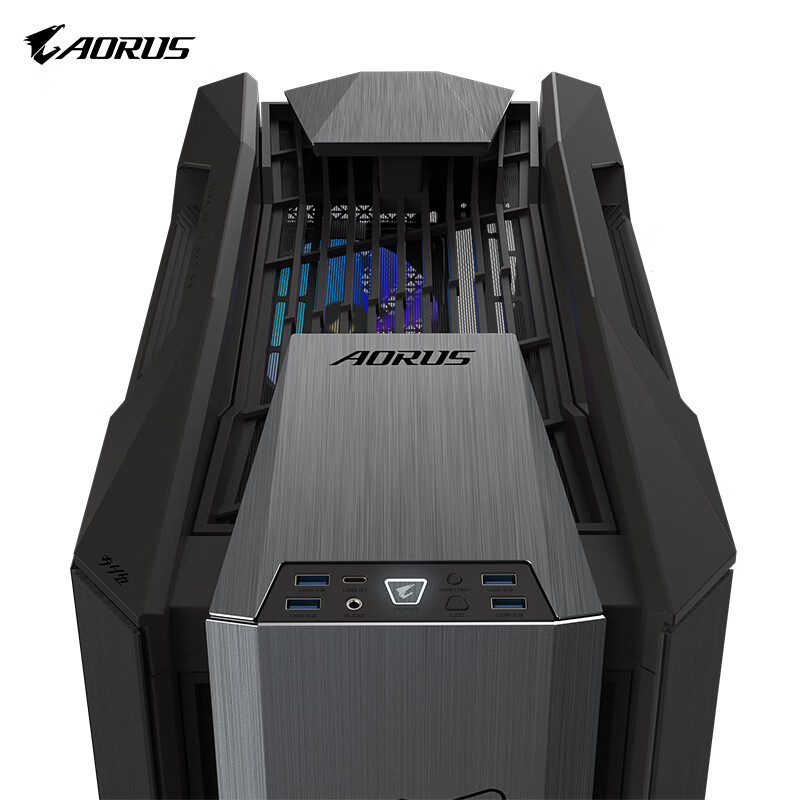 95% new GIGABYTE mechanically carved AC601G, hidden backline, double-sided tempered glass side see-through, compatible with water-cooled graphics card vertical installation/420 water-cooling positions/pre-installed 4 fans/maximum compatible with E-ATX