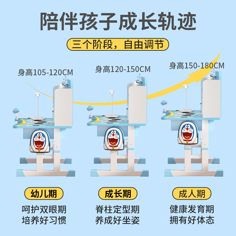 Yitong children's study desk and chair set for home primary and secondary school students desk bookshelf writing table liftable desk chair desk 80 Unicorn - reading stand + corrector + eye protection lamp