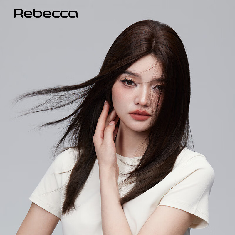 Rebecca wig female human hair replacement piece light and nude feeling fluffy natural top of the head to increase hair volume to cover gray hair wig piece dark brown 25cm atmospheric bangs