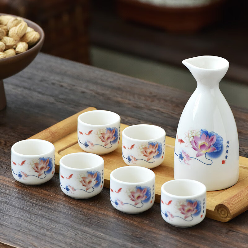 Vinoa Japanese-style ceramic wine set, sake set, white wine cup, spirit cup, wine divider, very happy - An packaging, one pot, two cups