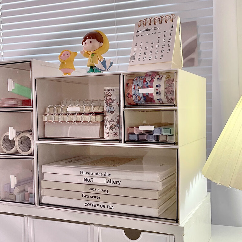 Laishuhui ins desktop storage box acrylic office drawer-type cosmetics storage rack student desk stationery organization heightening three drawers