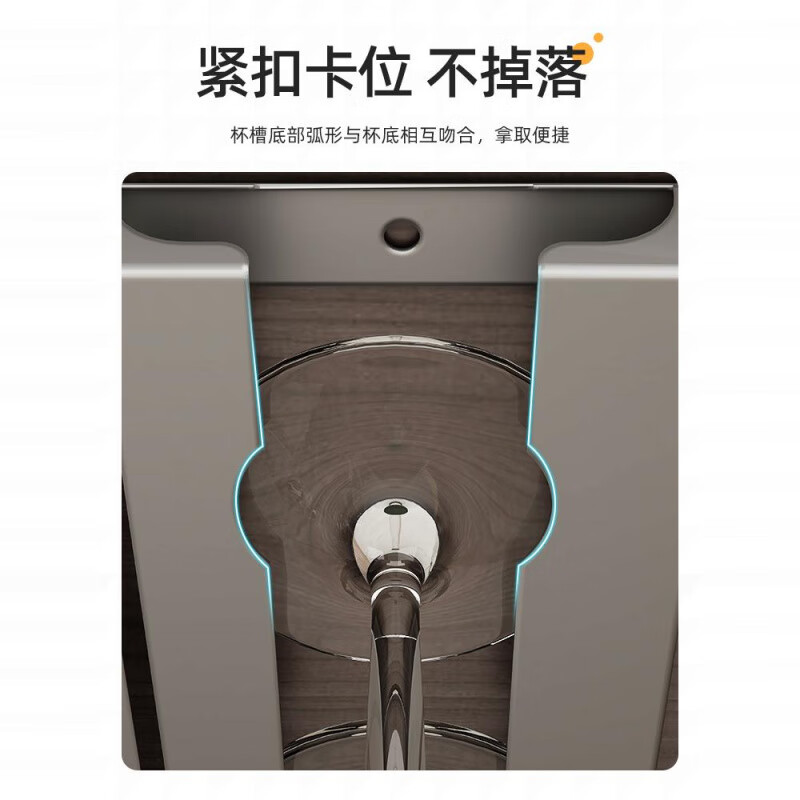 CKULH German stainless steel wine glass hanger, upside-down cup holder, goblet storage rack, home light luxury ornaments hanging, gun gray six slots + five hooks - can hang 12 cups (punch/no need to punch)