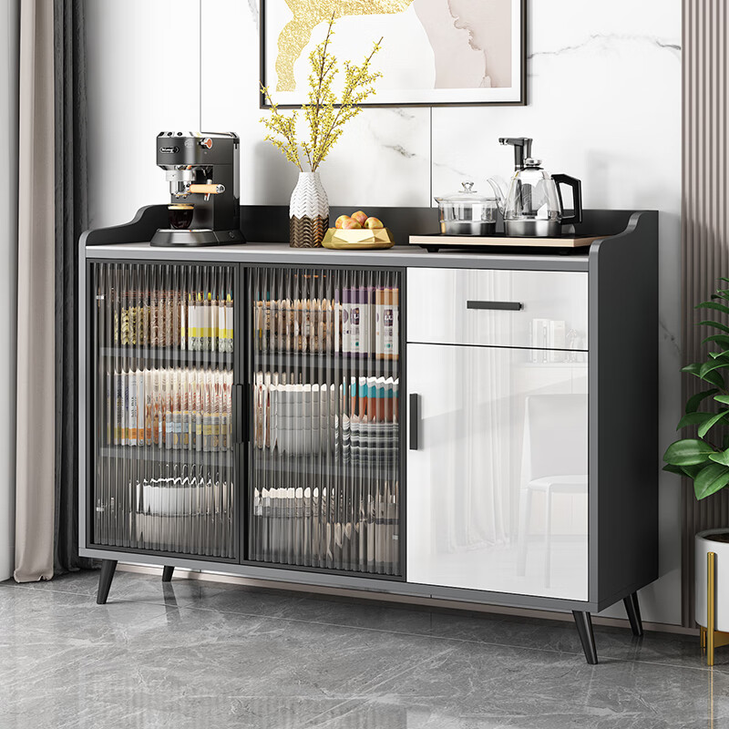 Weiwang slate sideboard modern minimalist living room small apartment storage storage glass door solid wood restaurant entrance tea cabinet Mani gray slate + glass length 68 width 32