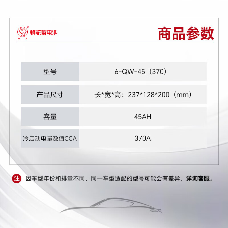 CAMEL car battery 6-QW-45 Honda Lingpai/Shangyue/Haval M4 trade-in