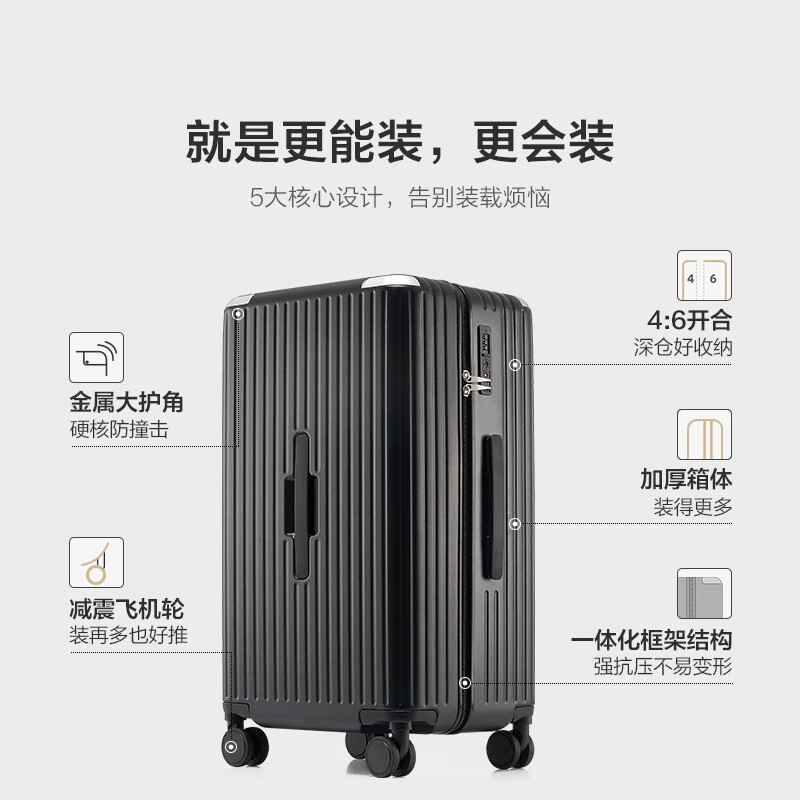 Hermes Grand Traveler Suitcase 24-inch Suitcase Men's Large Capacity Trolley Case Durable Password Box Women's Black