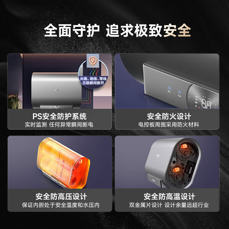 Smith (A.O.SMITH) Garnet 80-liter electric water heater, state subsidy, ultra-thin double bile flat barrel, AI wisdom, no need to replace the magnesium rod, no cleaning, CTE-80HT3PRO Galaxy flagship model