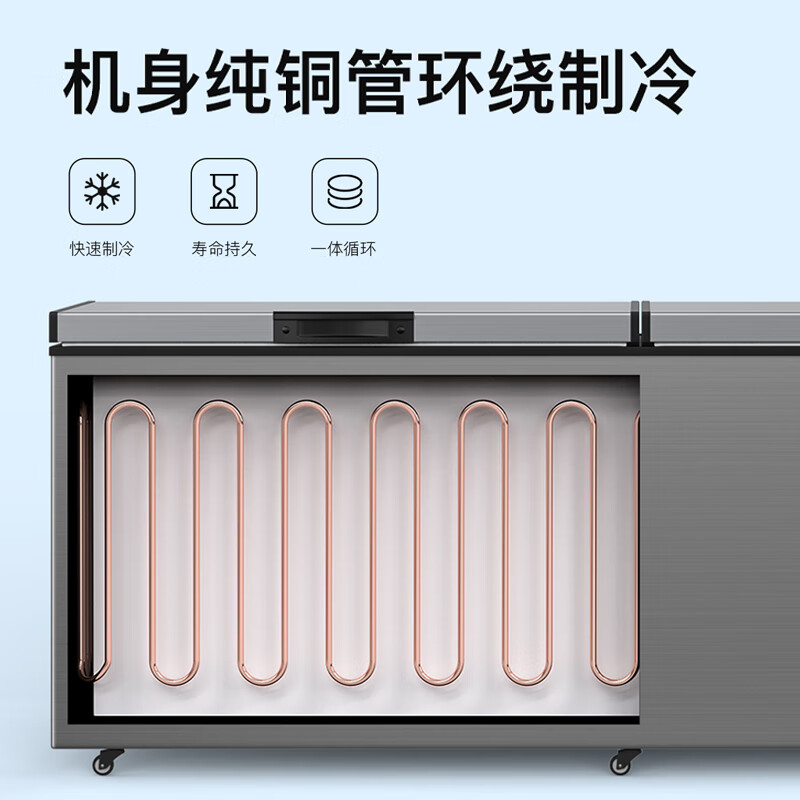 Nixue Freezer Commercial Household Freezer Horizontal Large Capacity Full Freezer Display Cabinet Refrigerated Refrigerator Large Freezer 1188 Single Temperature Copper Tube-Xingyao Gray Intelligent Temperature Control Expansion Edition Level 1 Energy Consumption