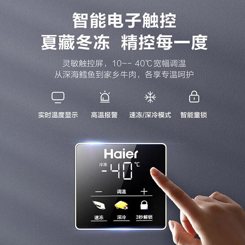 Haier New Home Freezer Low Temperature Mini Freezer Freezer Refrigerator Freezer Switch Cryogenic Quick Freeze Subzero Small Freezer BC/BD-200GHEPG Gray 200L