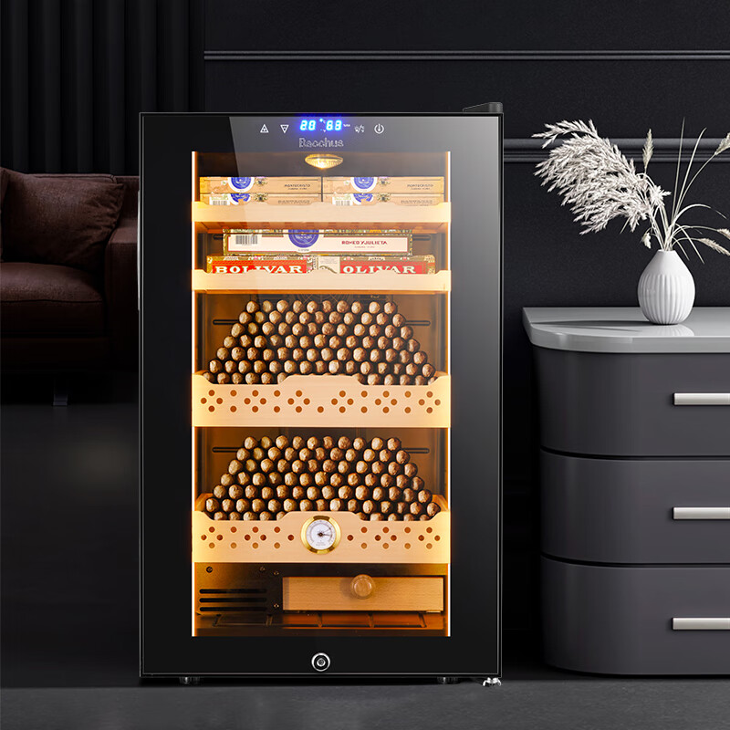Bacchus cigar cabinet 300-400 pieces multi-functional constant temperature and humidity humidifier mini office home solid wood cedar wood alcohol nourishing naked energy saving air-cooled frost-free BWH-70D1