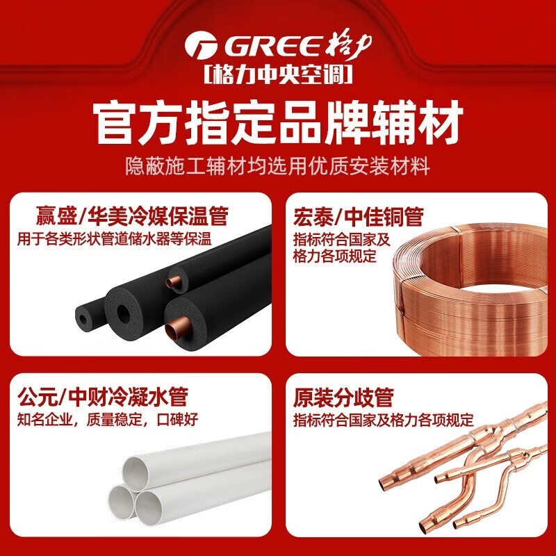Gree central air conditioning Yijuya home villa DC variable frequency multi-split tow two one to three one to four one to five one to six one to seven first class energy efficiency ultra-thin hidden large 6 horses first class energy efficiency H160WL/Fd one to five
