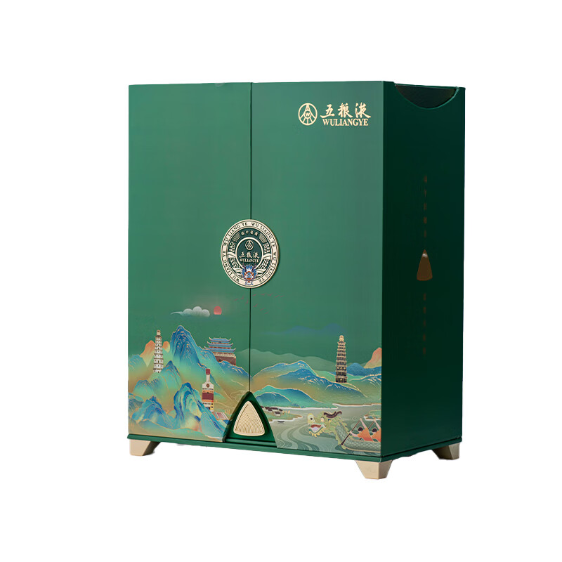 2025 New Gift Wuliangye Guojiao Wine Bottle Gift Box Empty Box Year of the Dragon Year of the Ox Zodiac Mid-Autumn Festival 500ml Wuliangye Year of the Ox Zodiac Gift Box Empty Box with Two Bottles
