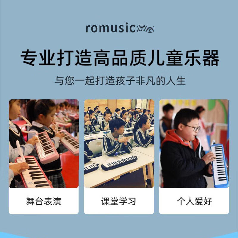 Romusic mouth organ 32-key teaching recommended for primary school students professional playing classroom instruments beginners mouth organ pink