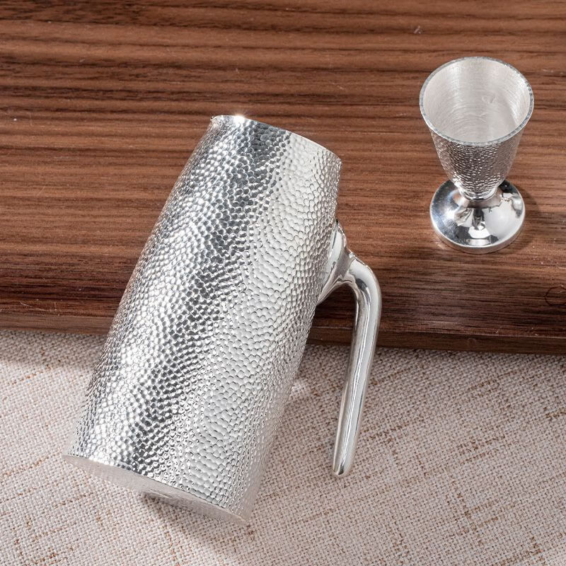 Qixuan silver wine pot 999 sterling silver set two liang white wine dispenser one pot one cup silver wine glass gift wine glass 36 grams