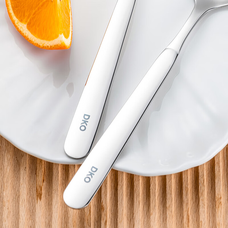 DKO316 stainless steel spoon household long handle spoon eating spoon western food spoon ins style high-looking round spoon dessert spoon small size * 1 pack 316 stainless steel