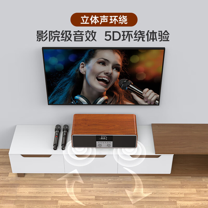 SANSUI T73 karaoke speaker home KTV audio full set of power amplifier all-in-one machine home karaoke artifact TV audio living room karaoke three-dimensional surround wireless Bluetooth speaker wood grain