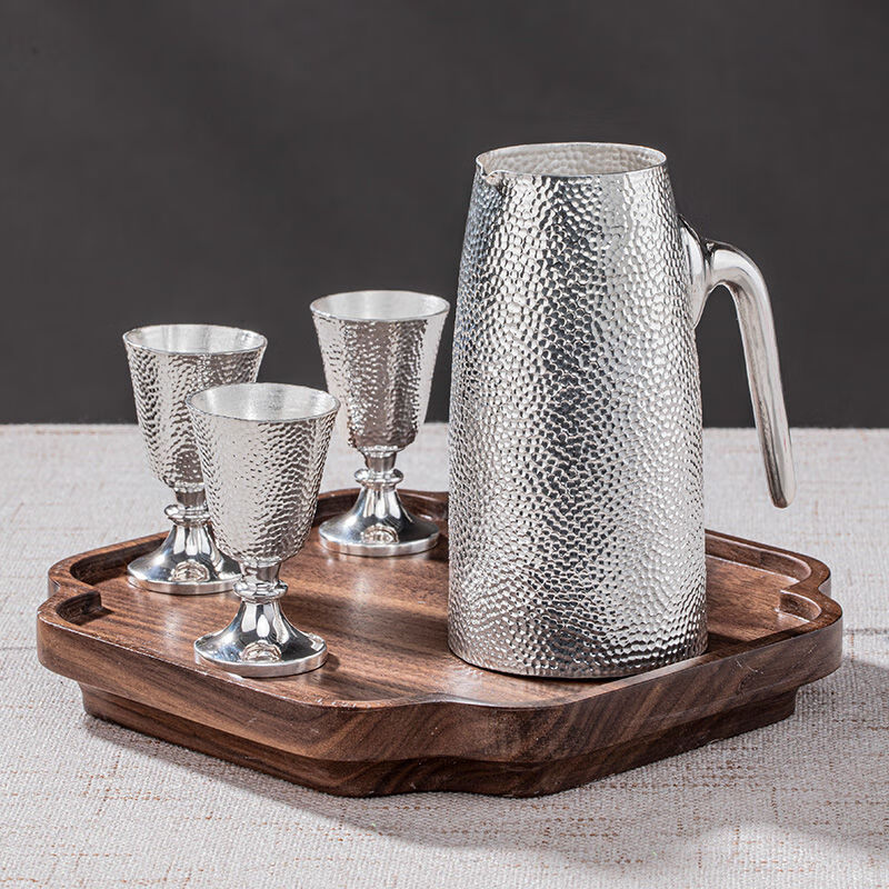Qixuan silver wine pot 999 sterling silver set two liang white wine dispenser one pot one cup silver wine glass gift wine glass 36 grams