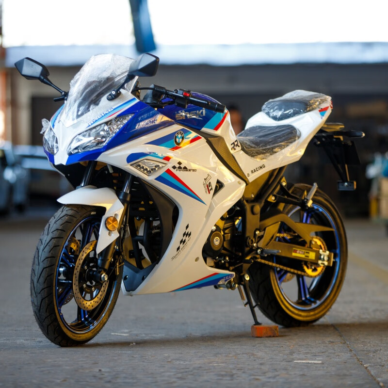 GISAEV new Little Ninja twin-cylinder fuel 400cc motorcycle Horizon sports car H2 road party R3 motorcycle water-cooled blue and white single cylinder 200cc