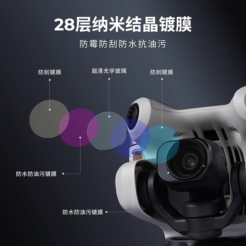 Zhuoer adapts to DJI mini4pro filter ND light reduction filter UV filter CPL polarizer filter set ND3-piece set ND16+ND64+ND256+CPL+UV