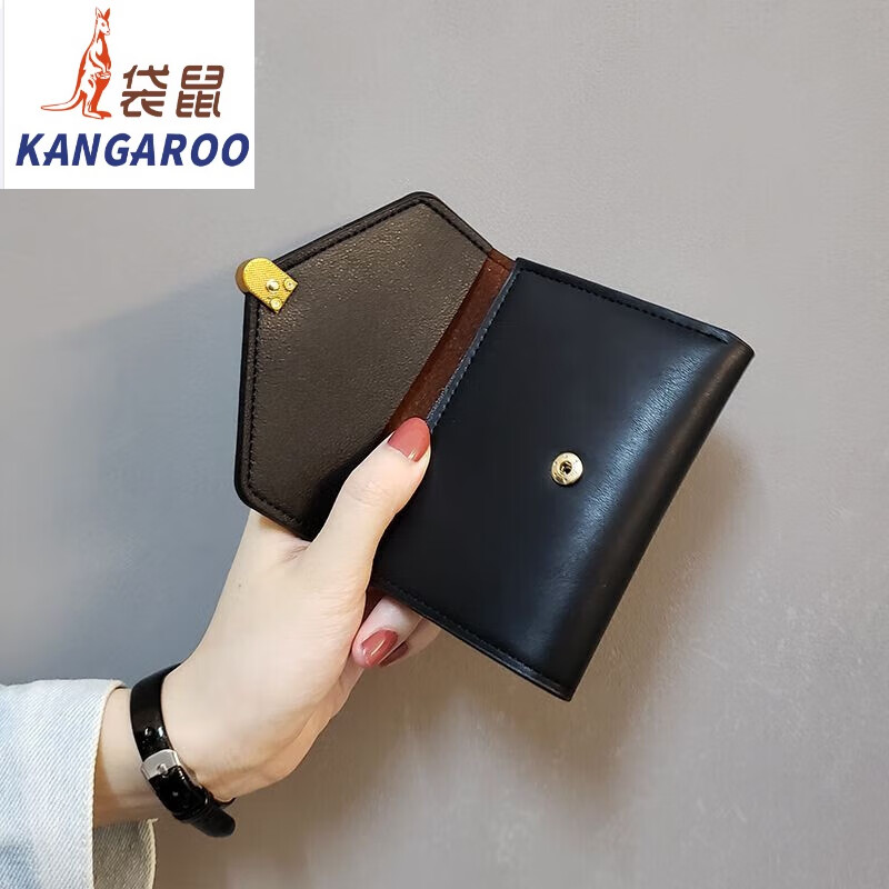 Kangaroo women's wallet ins2025 Chinese Valentine's Day Japanese and Korean simple women's short three-fold small bag European and American coin purse card holder wallet flagship-red