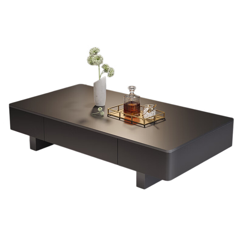 Shantilan slate coffee table living room light luxury high-end mobile small coffee table small apartment modern simple coffee table rectangular tea machine 140*60 pure black slate + black cabinet black frame