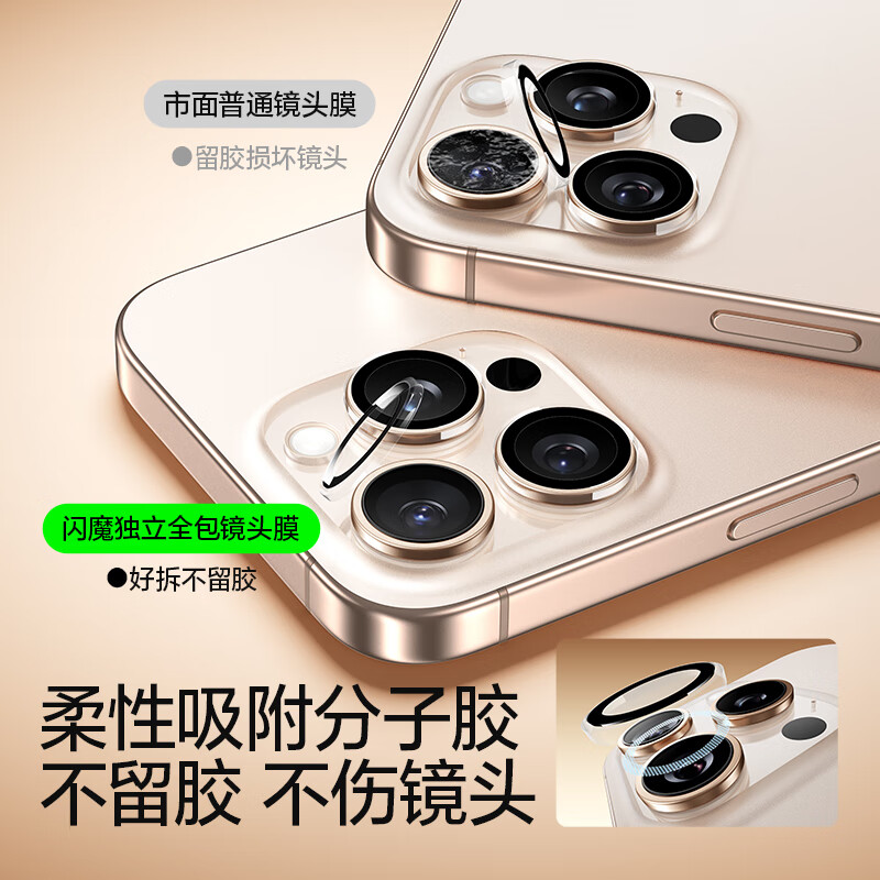 Flash Magic is suitable for Apple 16Pro/16ProMax lens film iphone16Pro/16ProMax lens all-inclusive protection anti-scratch film transparent independent lens without top case 1 set