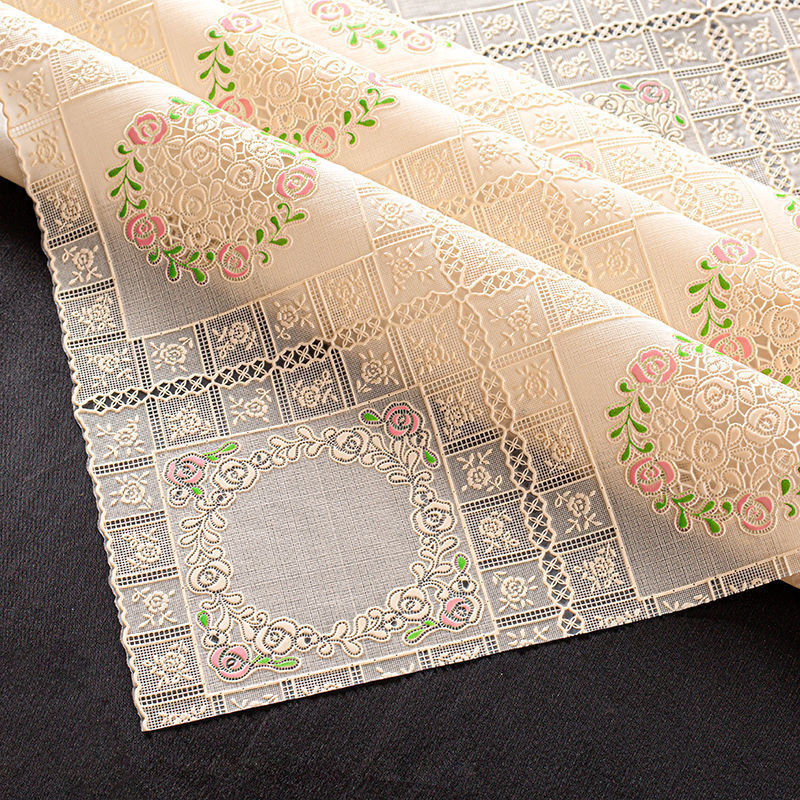 An Junsheng PVC tablecloth waterproof, anti-scald and anti-oil, no-wash table mat, rectangular plastic rubber coffee table mat, living room tablecloth for home use 005-beige 100x138cm (suitable for small dining table)
