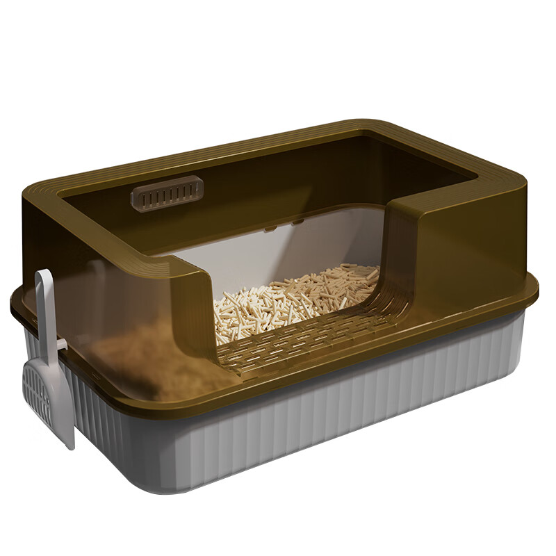 HELLOJOY cat litter box anti-splash semi-enclosed cat toilet anti-splash cat litter box cat poop box with cat litter scoop gray