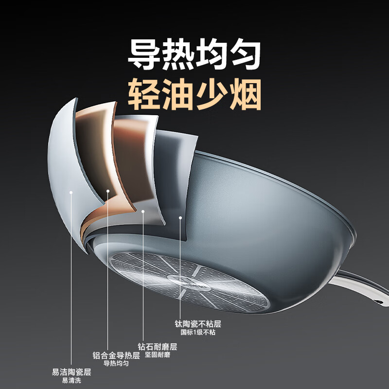 One s Member diamond titanium ceramic non-stick wok 32cm household gas stove induction cooker universal