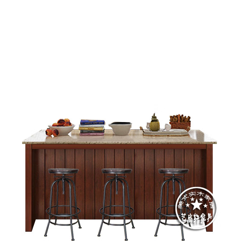 Ling Yuxun customized Nordic solid wood sideboard open kitchen marble island cooking table operation cabinet living room bar marble surface 120*65*90cm (2 drawers 2 doors) 4 doors