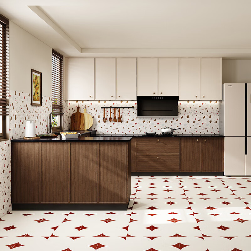 Sophia cabinet customization Medieval style retro kitchen decoration kitchen cabinet cupboard integrated quartz stone countertop stove cabinet cabinet custom gold