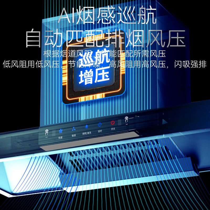Royalstar range hood household range hood large suction top suction range hood first level energy efficiency European rental room hood gas stove set brand subsidy trade-in 900 wide body touch screen + automatic cleaning + door-to-door installation