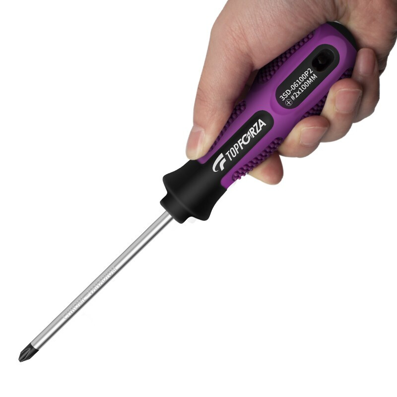 TOPFORZA screwdriver cross driver with strong magnetic screwdriver rubber handle high torque chrome vanadium steel #2x6.0x100mm 3SD-06100P2