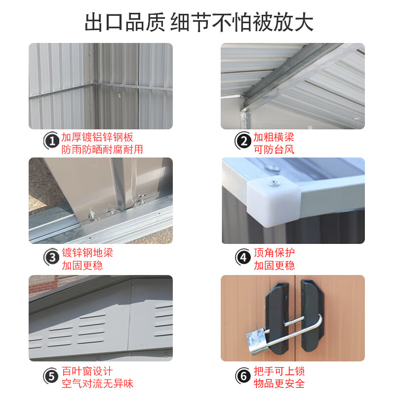 Qinchuangyuan outdoor storage room, outdoor tool room, courtyard balcony storage room, outdoor simple room, movable storage cabin, spire D style gray (installation included)