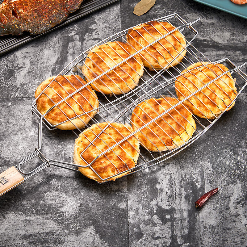 Suncojia BBQ tongs Grilled fish tongs Vegetables, chicken wings, prawns BBQ tongs BBQ grilled double fish net BBQ accessories