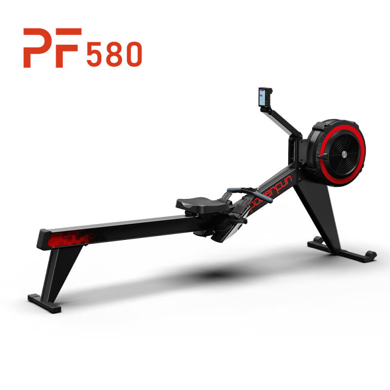 POWERFUN Wind Resistance Rowing Machine Home Indoor Training Silent Rowing Machine Power Measurement Sports Aerobic Gym Rowing New Style PF580 Black (Heightened Instrument Model)