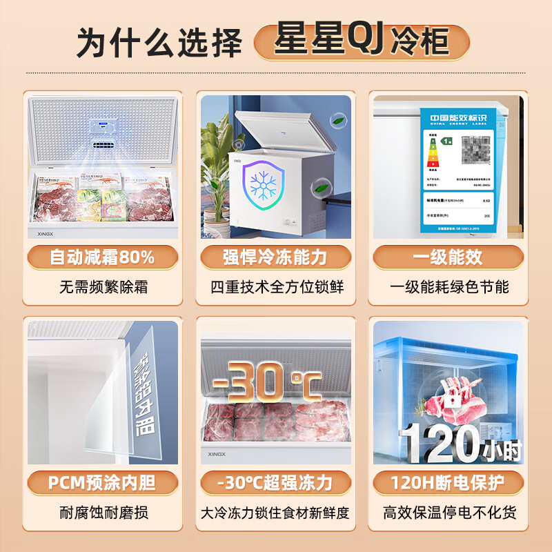 Xingx (XINGX) 140L single temperature household small freezer large capacity frost reduction preservation fresh taste energy saving first class energy efficiency refrigerator refrigeration and freezing dual-use freezer BD/BC-140QJ national subsidy