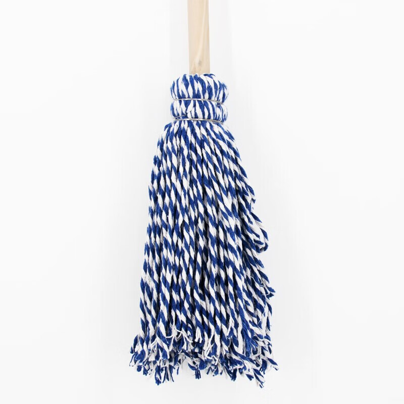 Jinshiluo JZT-0003 Traditional old-fashioned mop mop, white line mop, factory absorbent round head wooden pole mop, cotton mop white (10 pieces)