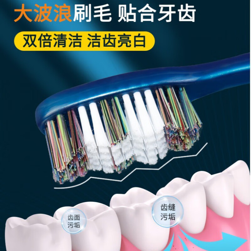 Sanxiaomeijie medium-hard bristle toothbrush wavy men's special large-head toothbrush to remove tooth stains smoke stains medium-bristle toothbrush household high-end medium-bristle 5 pieces