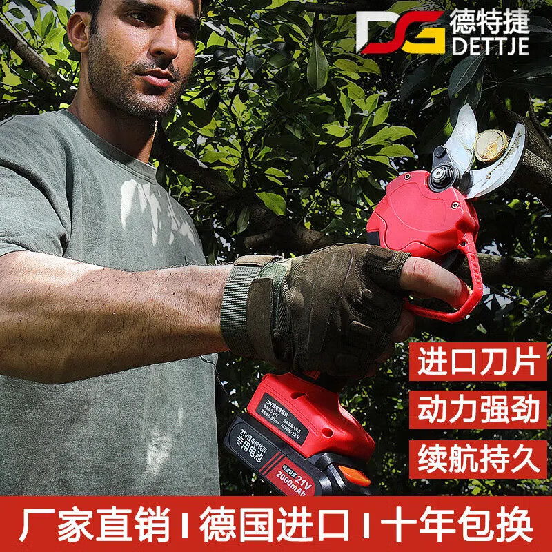 Detejie special scissors for cutting branches, pruning shears, garden fruit tree thick branches, labor-saving large scissors sk5 powerful garden garden 13556, opening 5.0, two batteries and one charge
