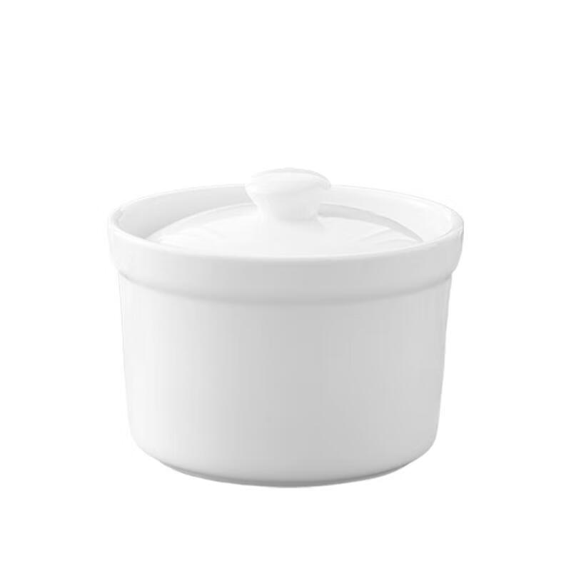 Ostar Soup Cup Set of Four Bird's Nest Stew Cups Ceramic Soup Cups Water-proof Steamed Eggs Small Stewing Jars Dessert Cups with Lid Pure White Commercial 2 Pack Pure White with Lid 4.5 Inch 400ml