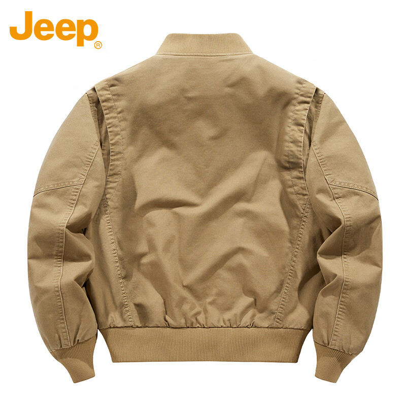 JEEP Jacket Men's Bomber Jacket Executive Autumn and Winter Workwear Baseball Collar Retro Top Men's Khaki 2XL