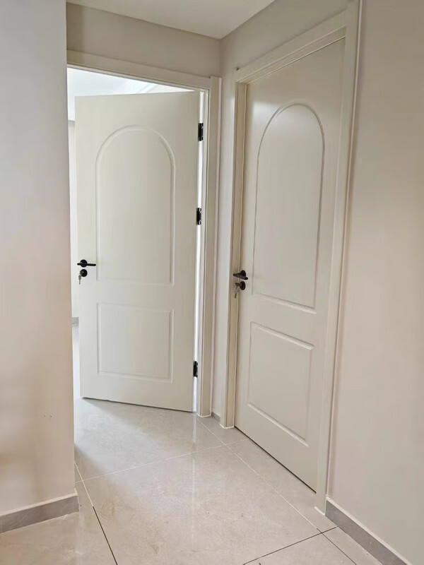 Ji Litian European and French style bedroom room solid wood painted door white flat opening Changhong glass door curved buckle Beijing solid wood multi-layer