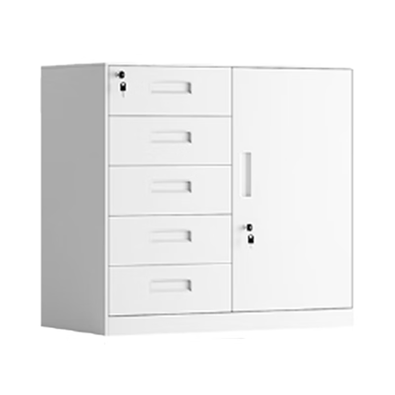 Pulijie white iron low cabinet storage cabinet with five buckets 750*700*390mm