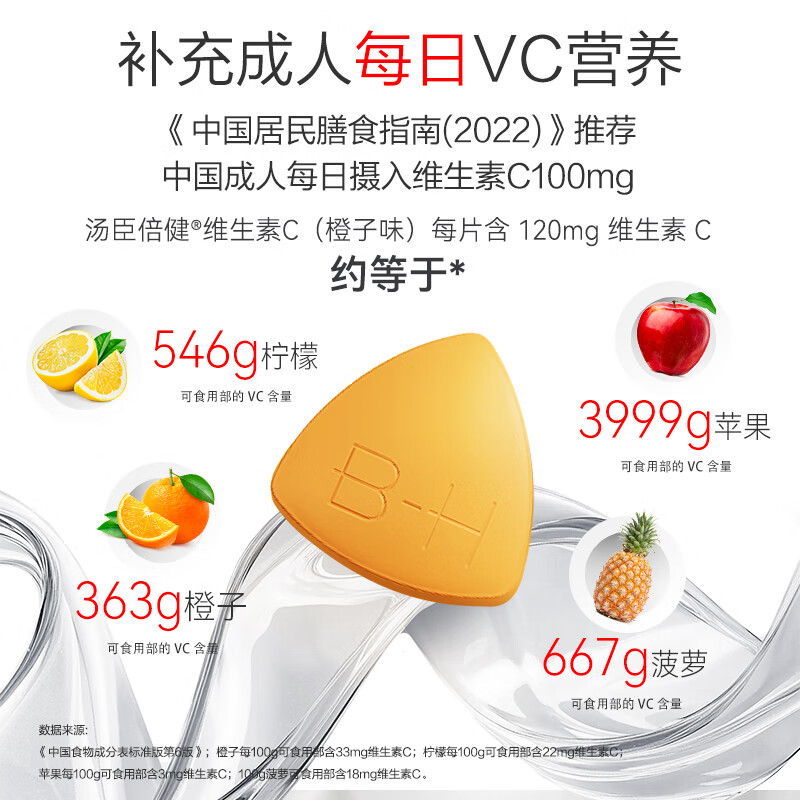 Tomson By-Health Vitamin C 30 Orange Flavored Chewable Tablets VC Vitamin Supplement VC Vitamin C