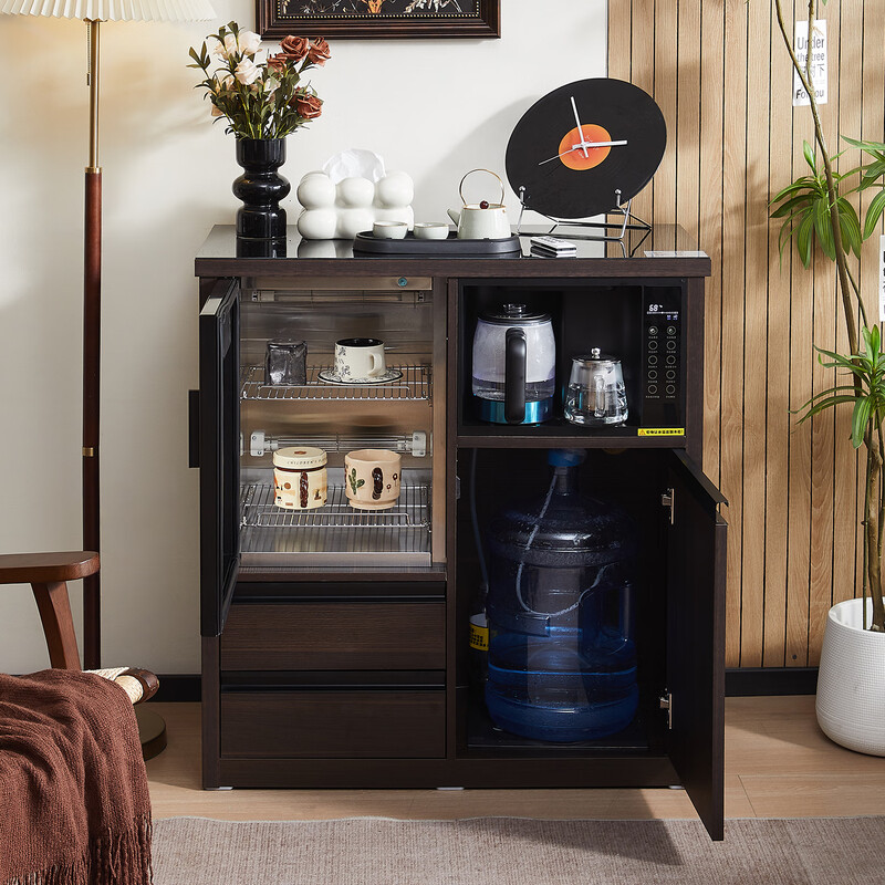 2025 new tea bar machine with refrigerator integrated cabinet office high-end intelligent refrigerated Chinese tea cabinet disinfection smoked black hot and cold type two doors with sterilization and drying