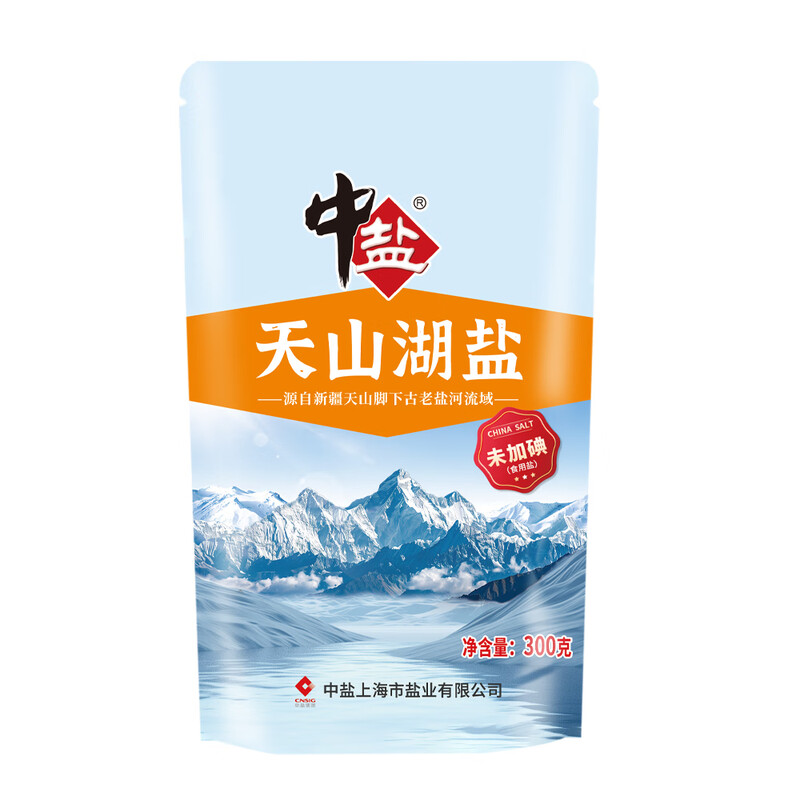 China Salt Tianshan Lake Salt 300g, no iodized, no anti-caking agent, natural lake salt edible salt, produced by China Salt