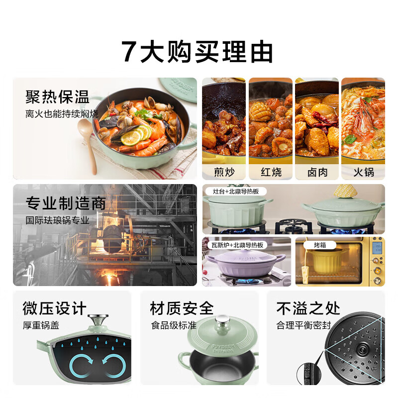 Beiding (Buydeem) JD.com Limited Enamel Pot Cast Iron Pot Stewing Stew Pot Induction Cooker Gas Stove Black Enamel 24cm Goose Yellow